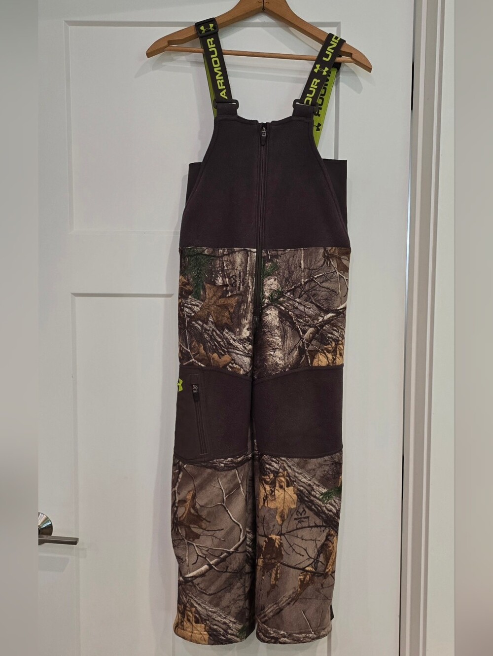 Under Armour Bibs Youth Small Brown Camouflage Fleece Stealth Hunting Outdoor